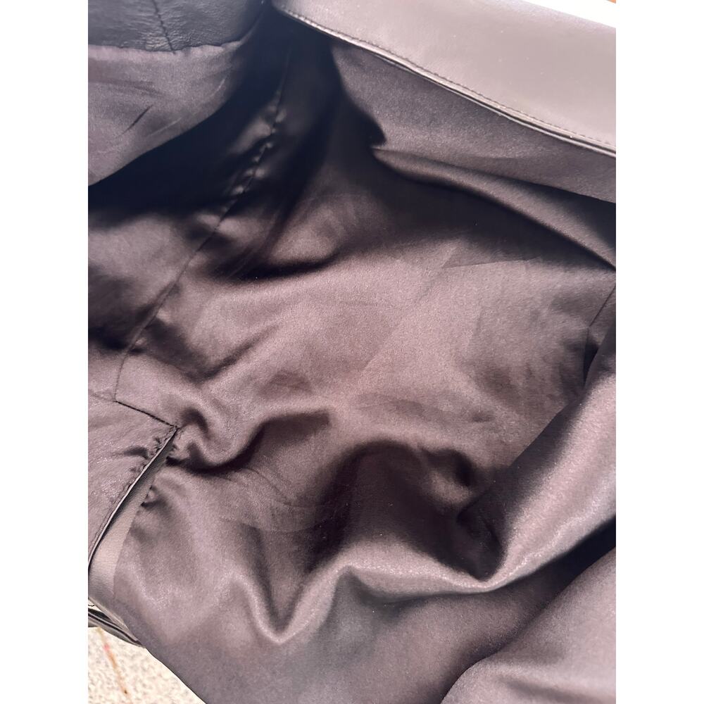 Vintage Terry Lewis Classic Luxuries S Long 100% Leather Coat Faux Fur Collar - Picture 9 of 10